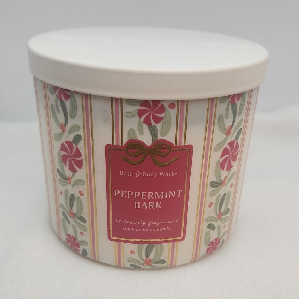 NEW Bath and Body Works 3-Wick Candle in the Scent Peppermint Bark & (chocolate)